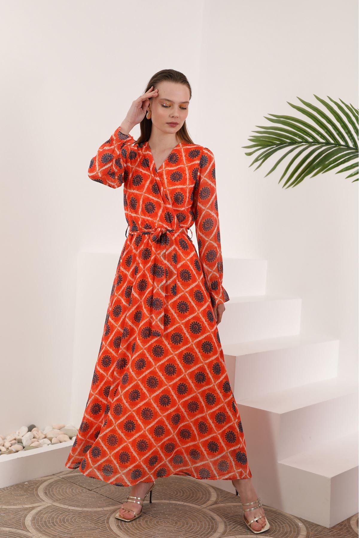 Sun Print Chiffon Dress - Soléa