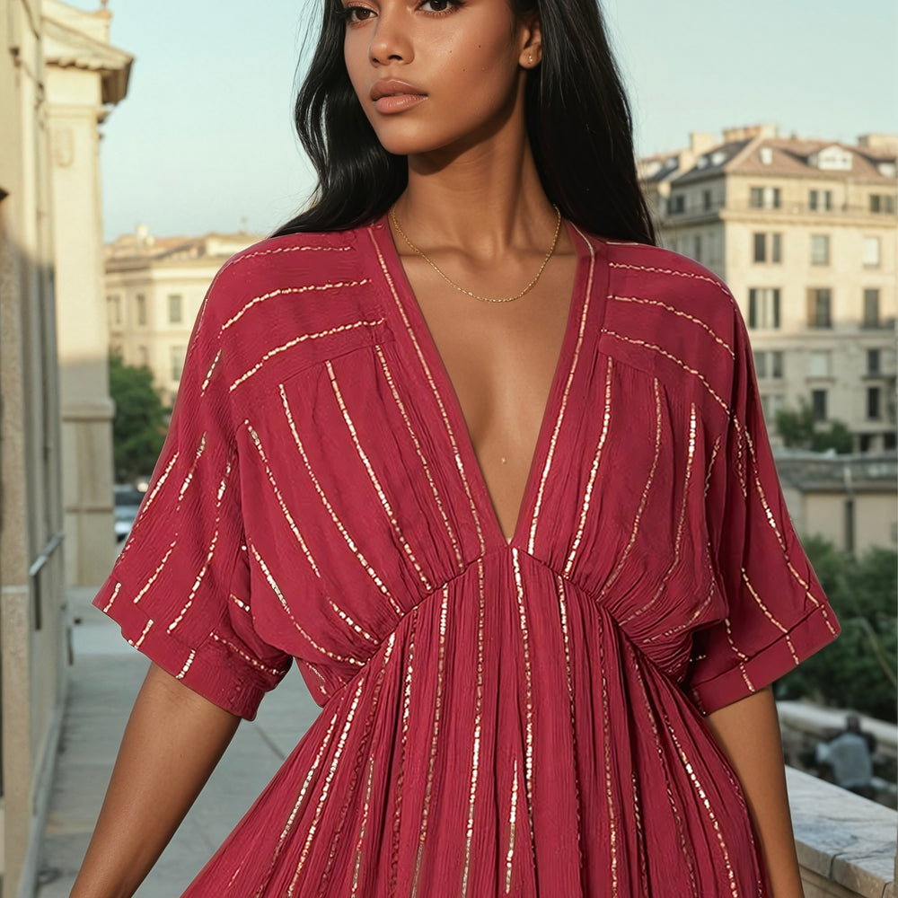 Scarlet Striped Sequin Midi Dress - Soléa