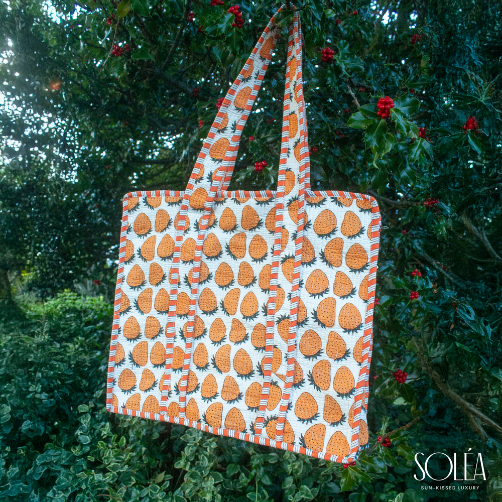 The Strawberries Cotton Handmade Tote Bags