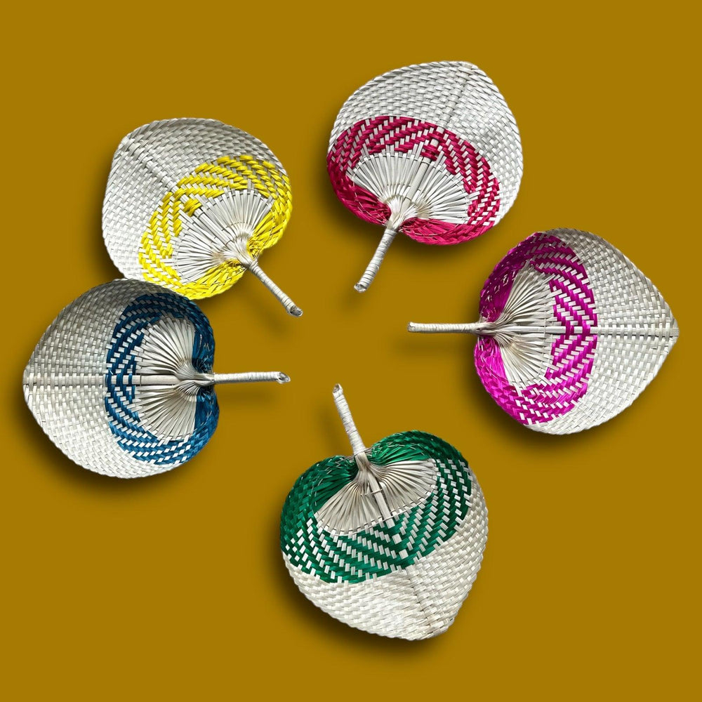 Bicolor Raffia Handmade Fan - Soléa