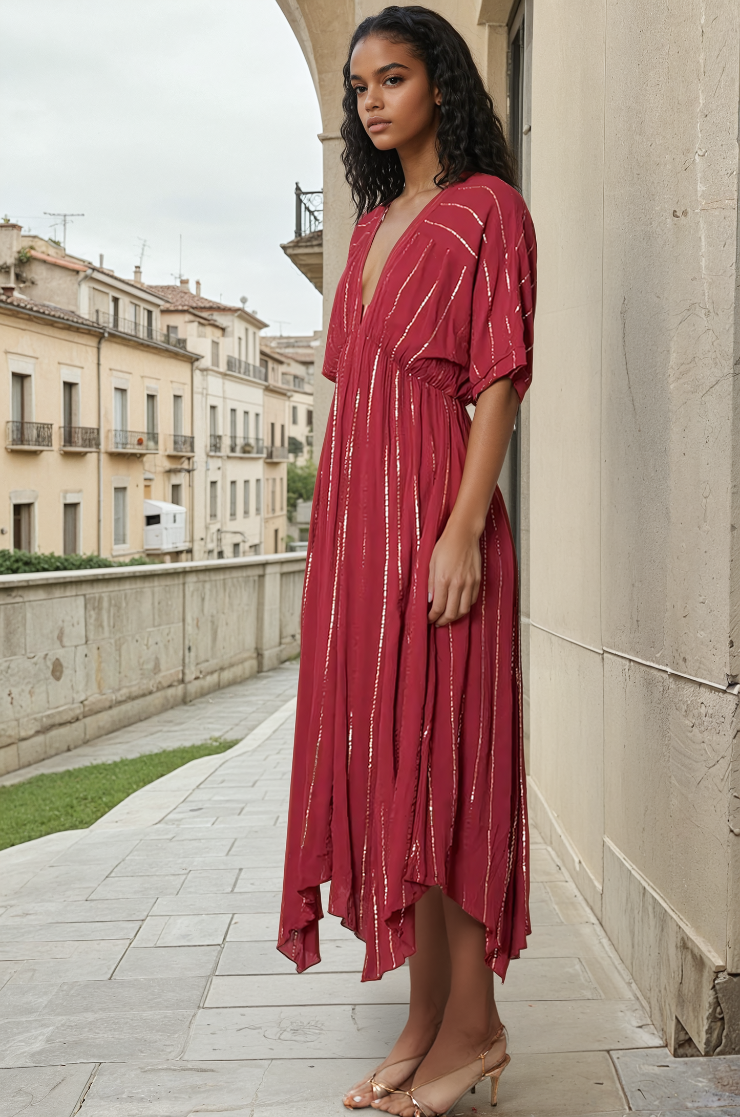 
                  
                    Scarlet Striped Sequin Midi Dress - Soléa
                  
                